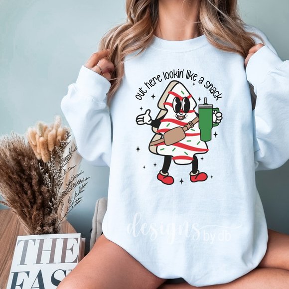 Christmas Cake Out Here Lookin Like A Snack Shirt, Christmas Tree Cake Shirt - Picture 4 of 4